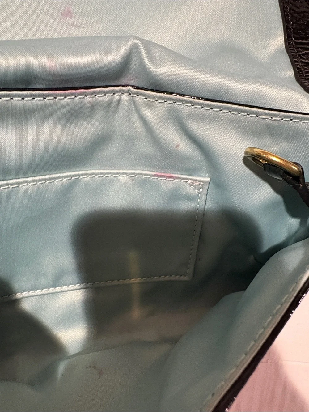 Coach Kristen Black Patent Leather Wristlet Phone Pouch with Gold Hardware